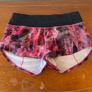 lululemon athletica Black and Pink Patterned Athletic Shorts